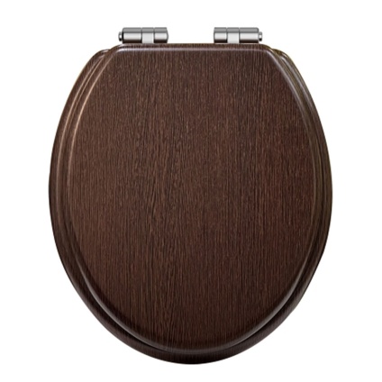 Heritage Walnut Soft Close WC Seat With Chrome Hinges